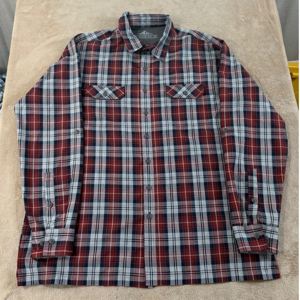 Croft & Barrow Quick Dry Shirt Mens Size XL Red Blue Plaid Long Sleeve EUC